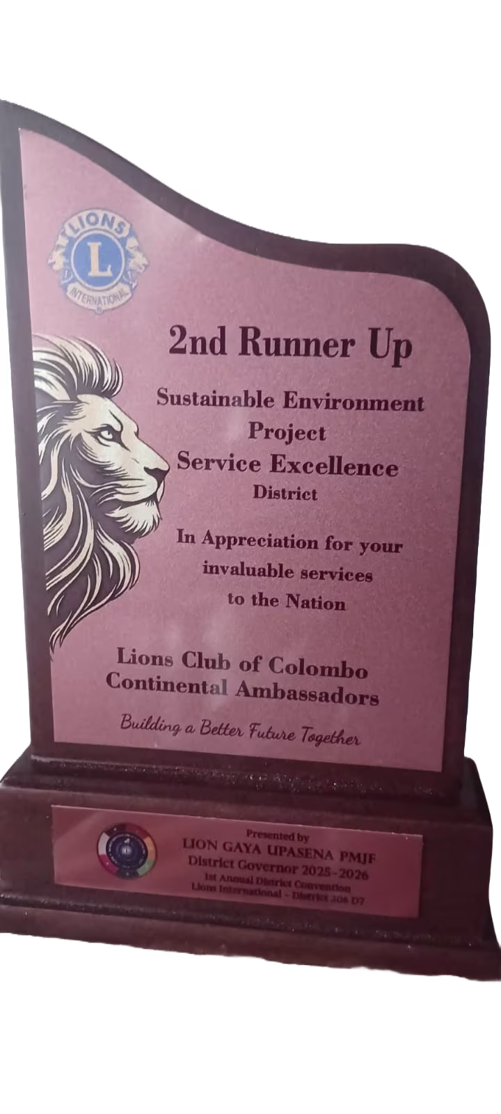 Proud recipients of the 2nd Runner Up award for Sustainable Environment Project